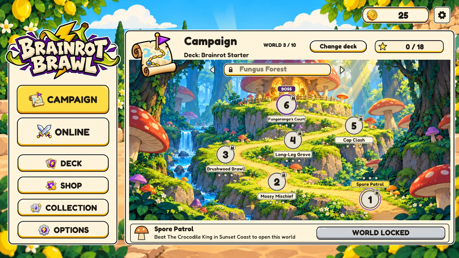 Fungus Forest campaign map with giant mushrooms and woodland paths
